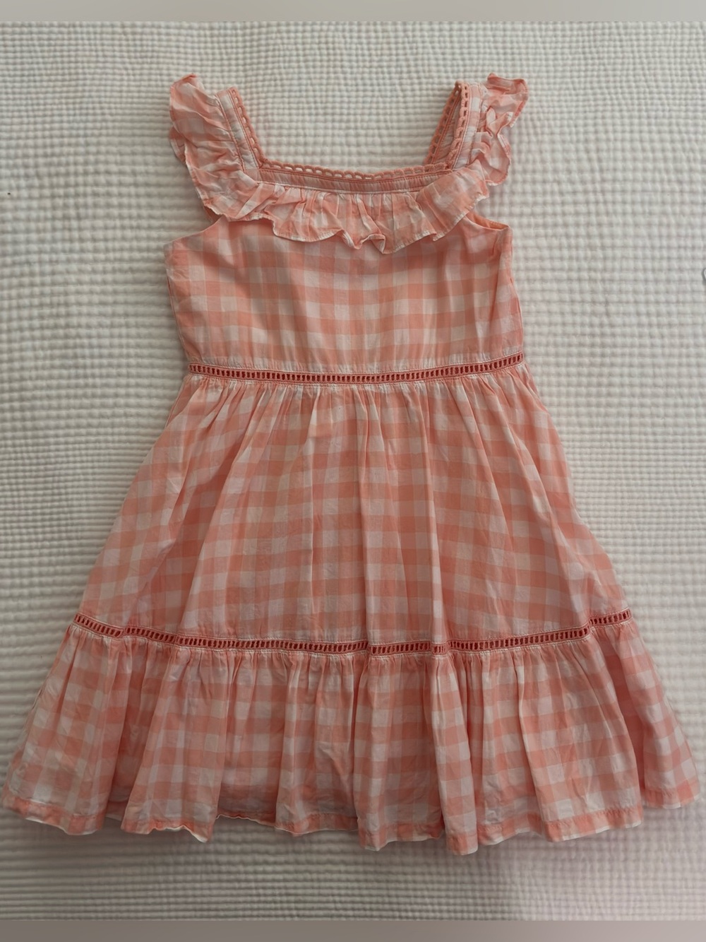Janie and Jack Girls' Peach Gingham Ruffle Sundress